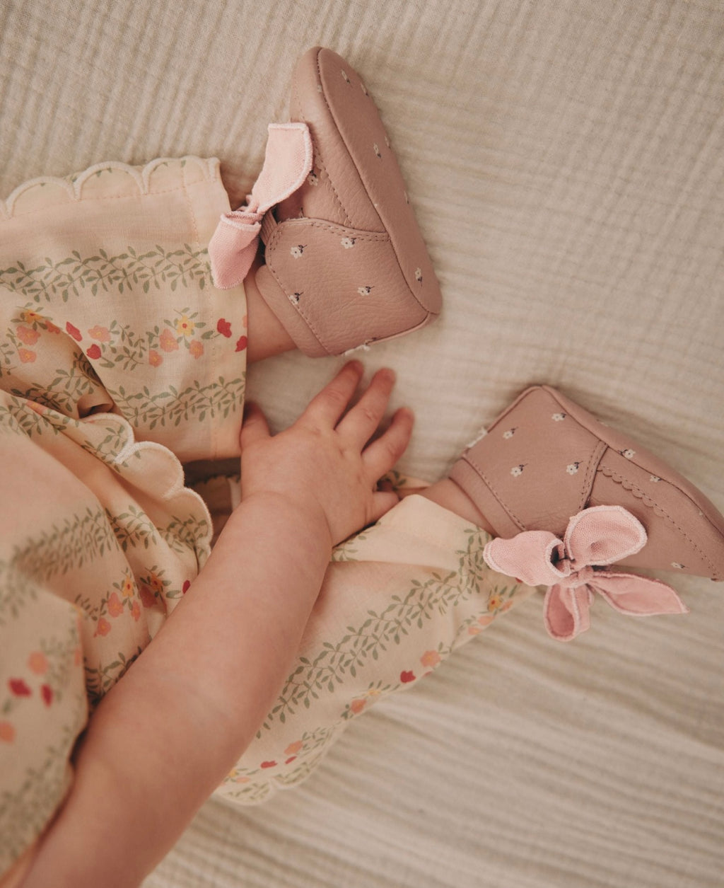Pink Rust Baby Floral Print Boots
