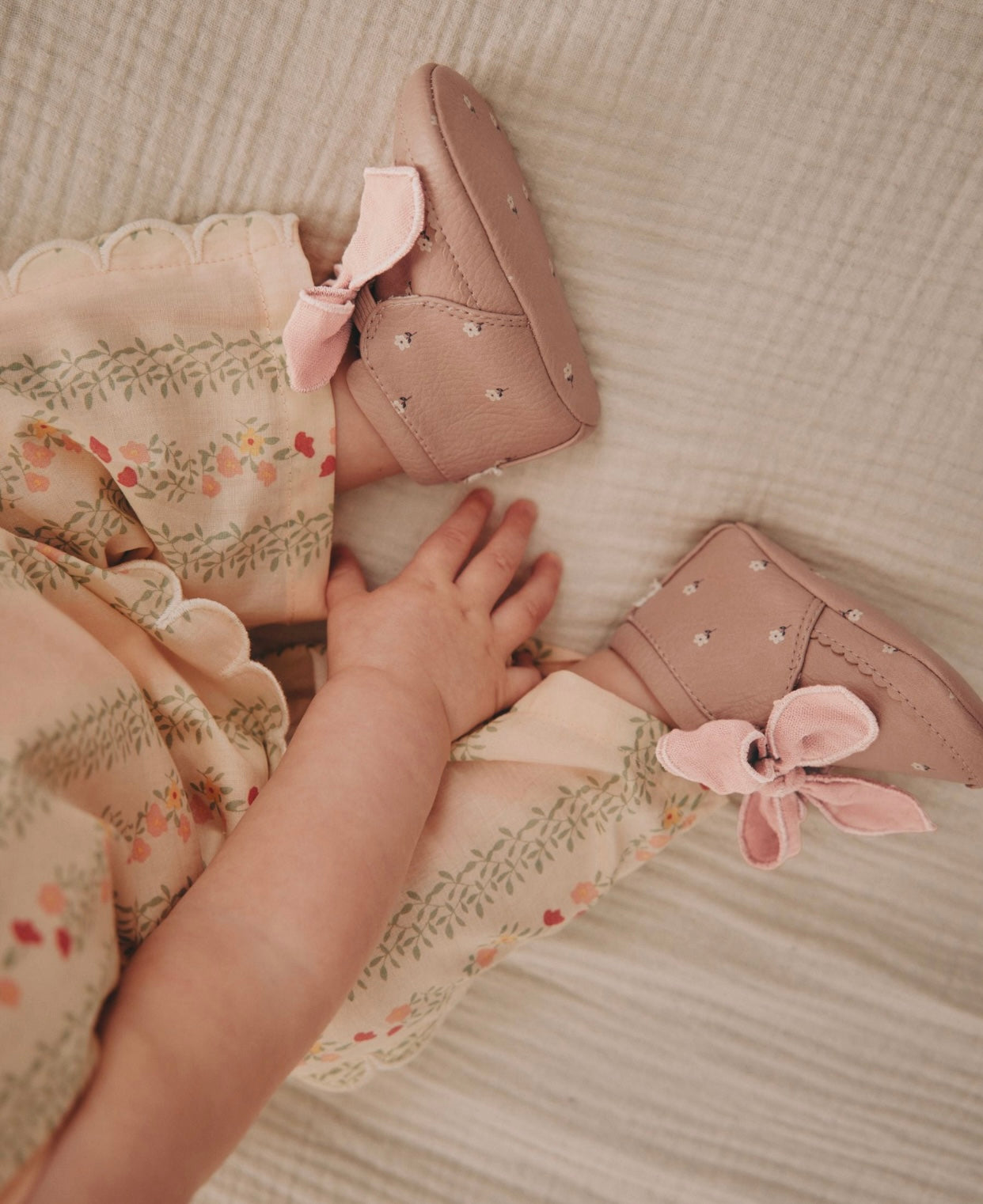 Pink Rust Baby Floral Print Boots