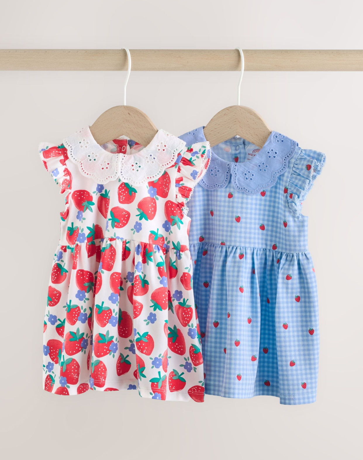 White Strawberry Baby Short Sleeve Dresses 2 Pack
