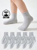 10 Pairs Cotton Grey Dotted Children Socks