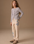 Ecru Floral Embroidered Jeans