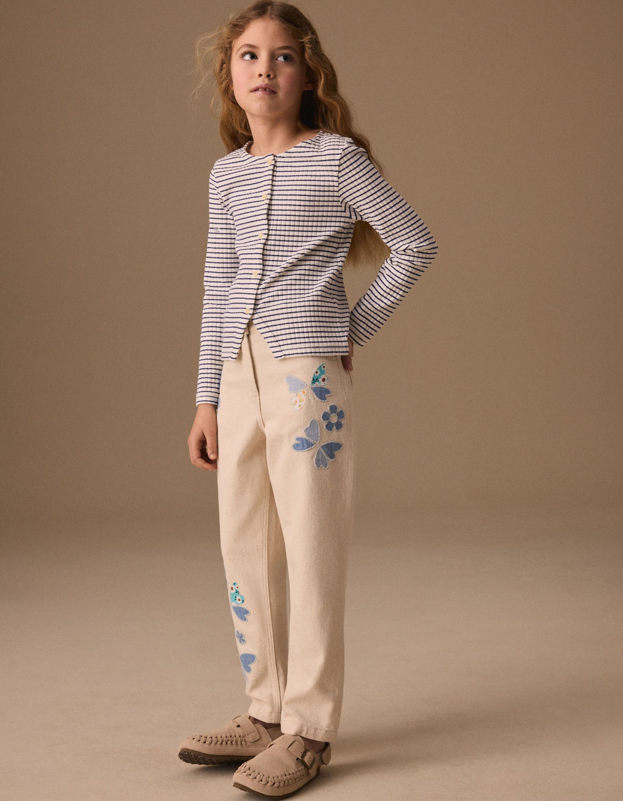 Ecru Floral Embroidered Jeans