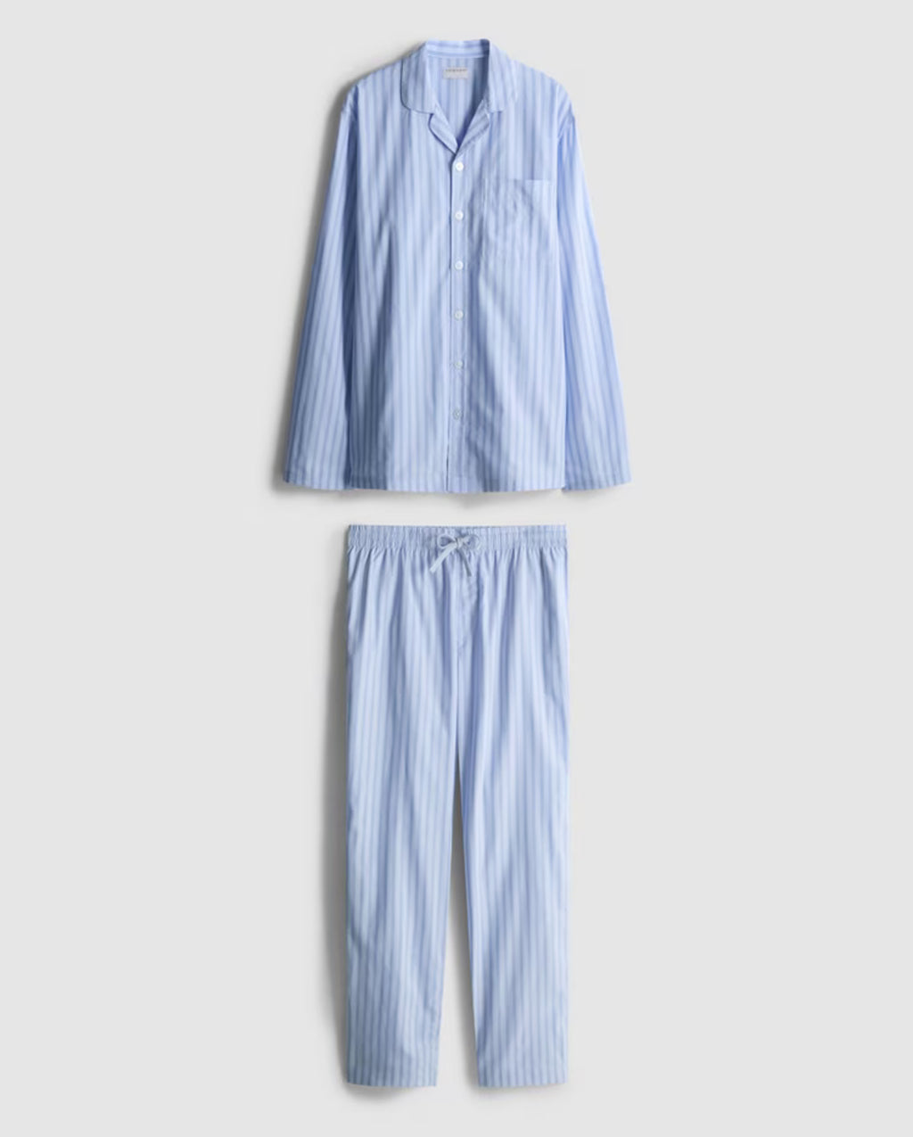 Striped pyjama set with button-up top and trousers