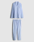 Striped pyjama set with button-up top and trousers