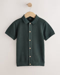 Forest Green Knitted Button Through
Polo Shirt