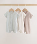 Neutral Two Way Zip Baby Rompers 3 Pack