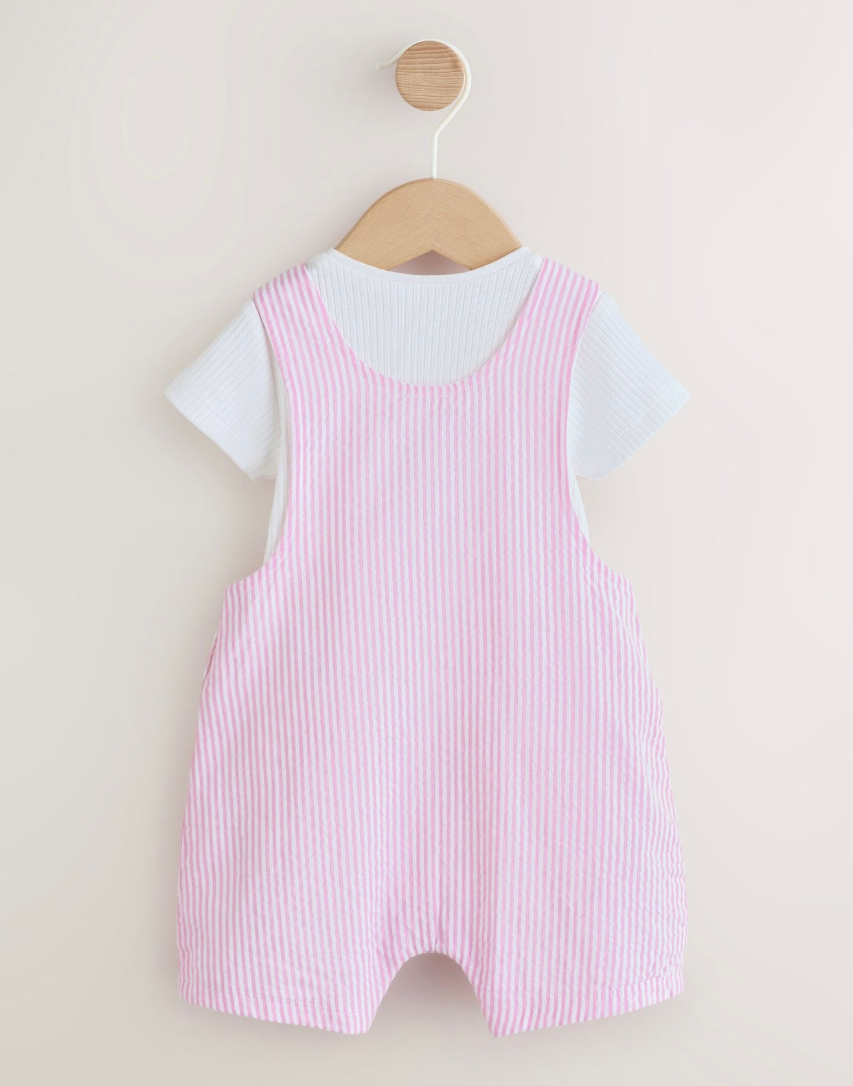 Pink and White Stripe Baby Dungarees and Bodysuits Set 2 Piece