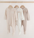 Neutral Milkclub Two Way Zip Baby Sleepsuits 3 Pack