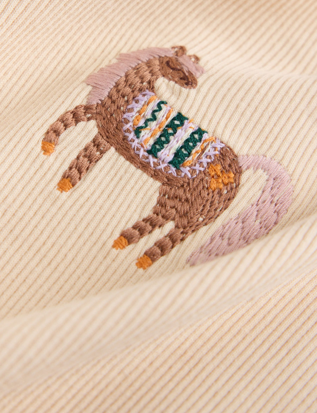 Brown/Cream Horse Long Sleeve Ribbed Tops 5 Pack