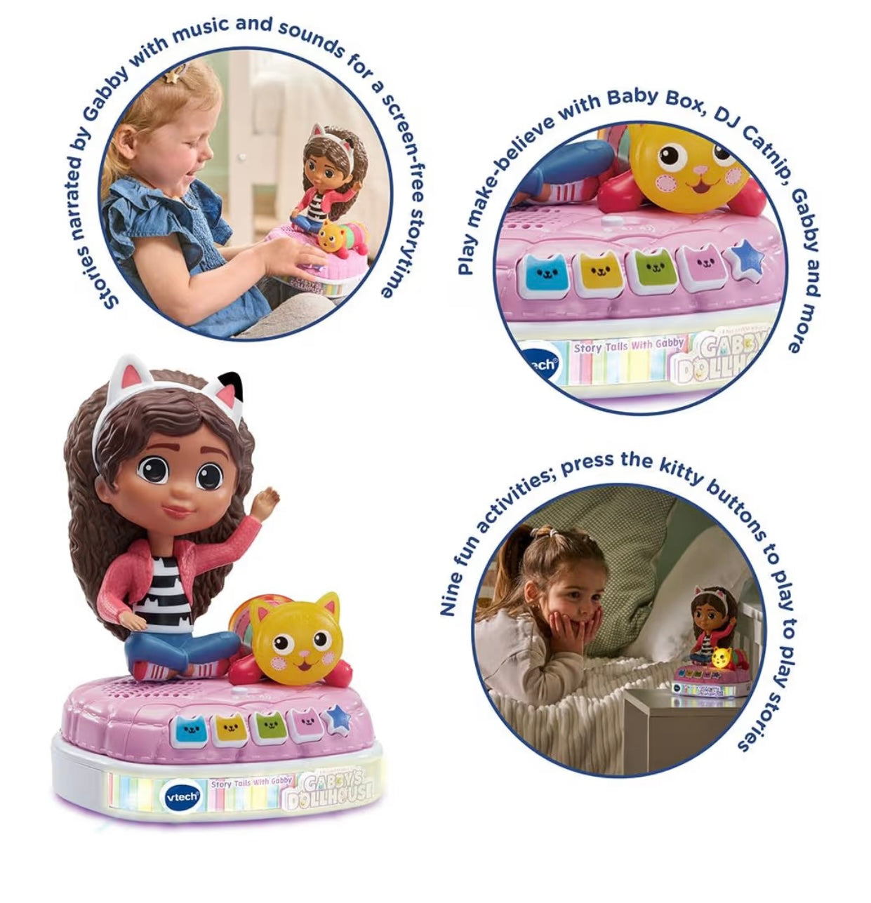 Gabby's Dollhouse Story Tails With Gabby, Official Gabby's Dollhouse Toy with 4 Stories, Music and Sounds, Night Light and Timer