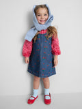 Strawberry Printed Denim Pinafore Dress