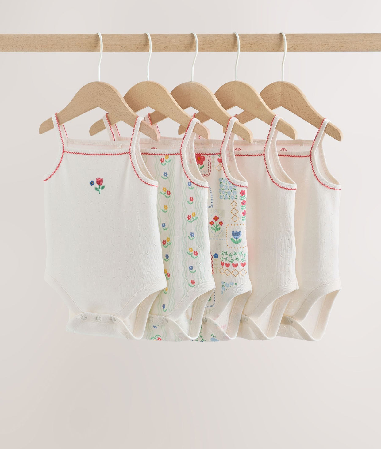 Cream Vest Baby Bodysuits 5 Pack