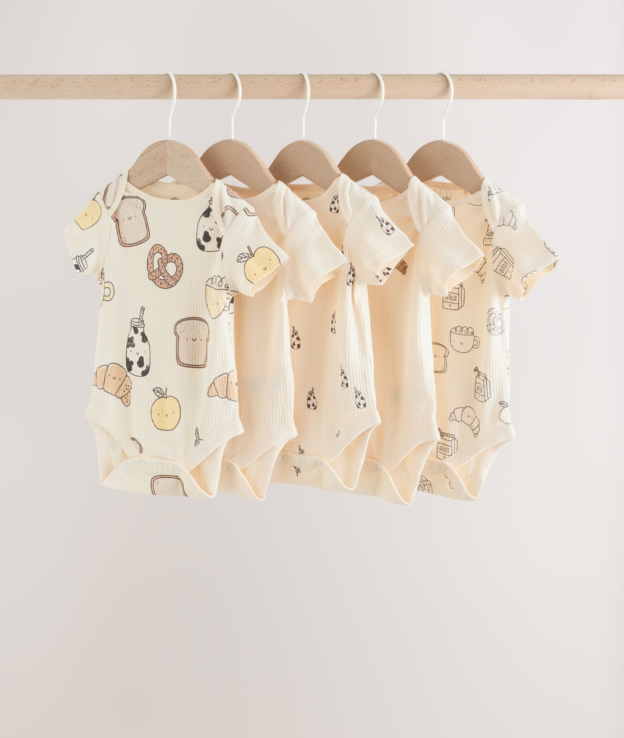 Neutral Short Sleeve Baby Bodysuits 5 Pack