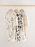 Neutral Two Way Zip Baby Sleepsuit 3 Pack