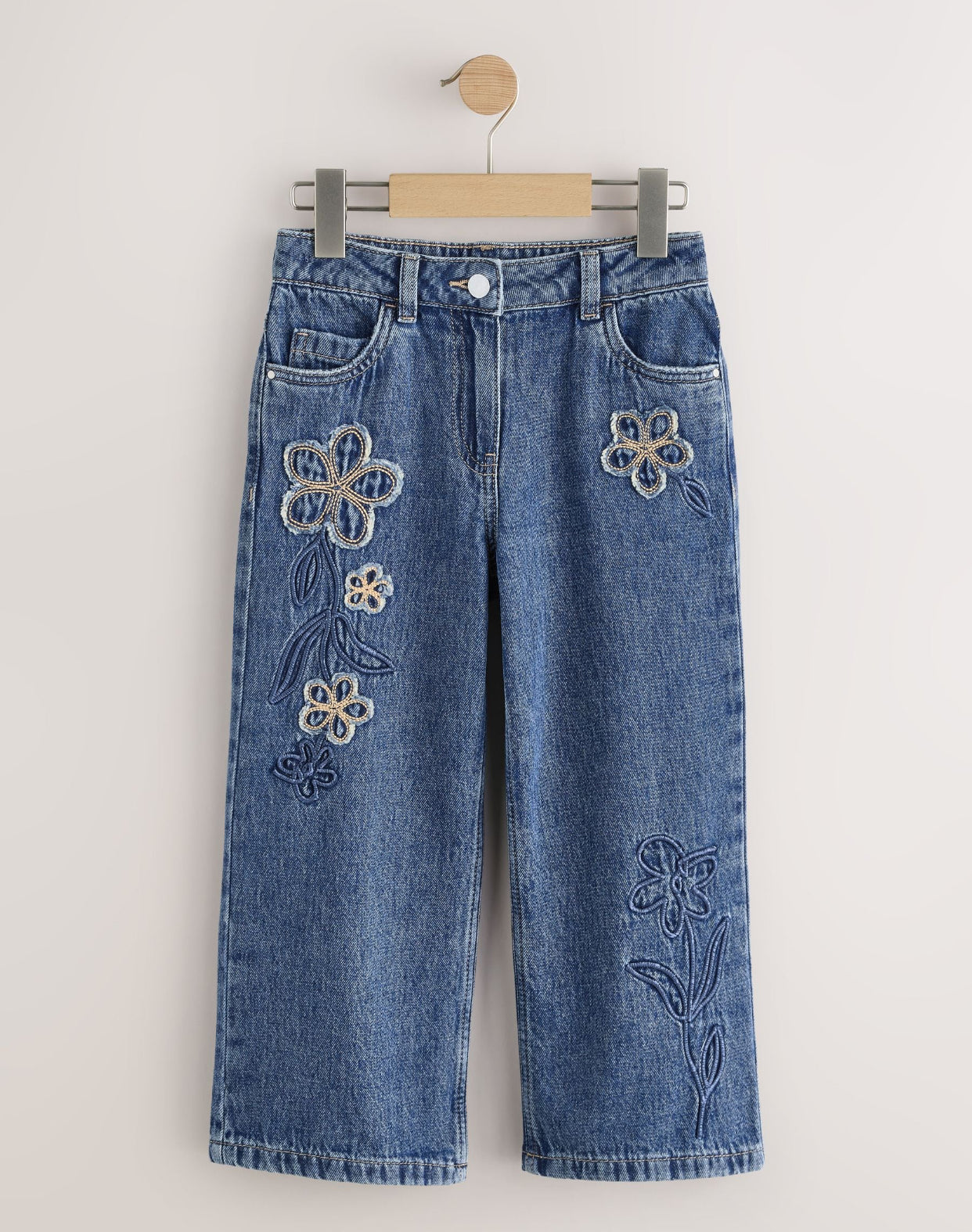 Mid Blue Wide Fit Wide Floral Print