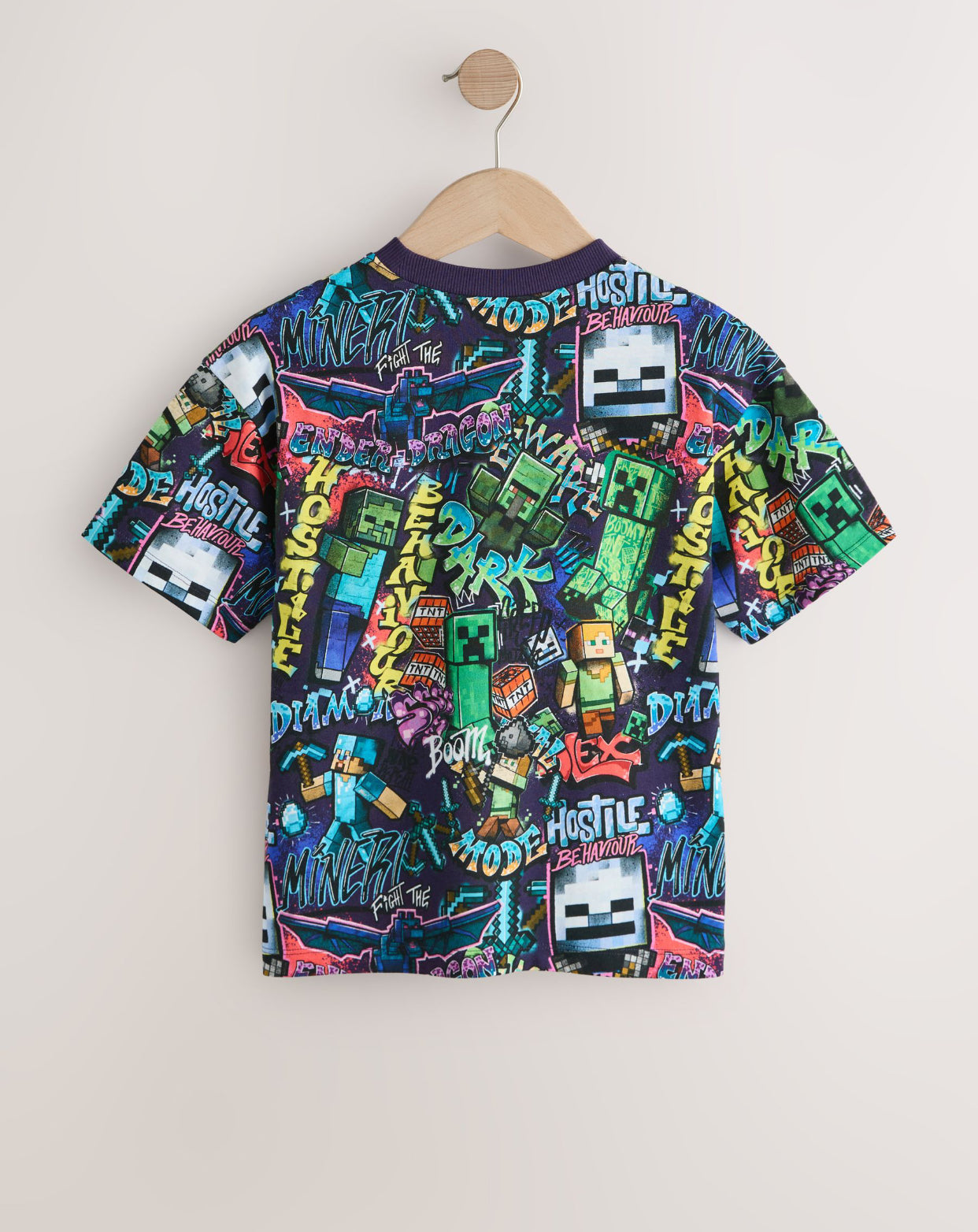 Purple All Over Print Single Minecraft T- Shirt