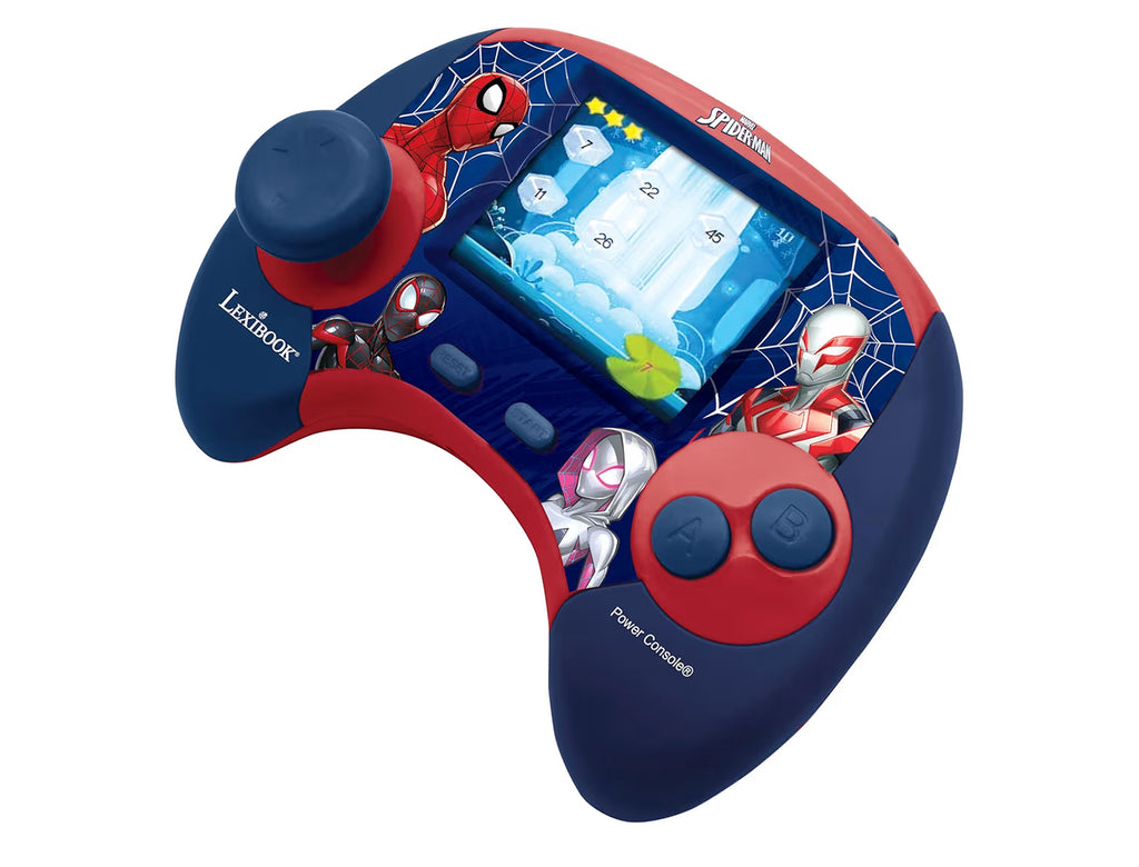 LEXIBOOK, Spider-Man, Power Console®, Bilingual educational game console with 100 activities, English/French