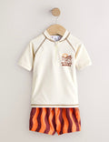 Orange Short Sleeve Sunsafe Rash Vest and Swim Shorts Set
