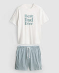 Pyjama set with 'Best Dad' slogan T-shirt and checked shorts