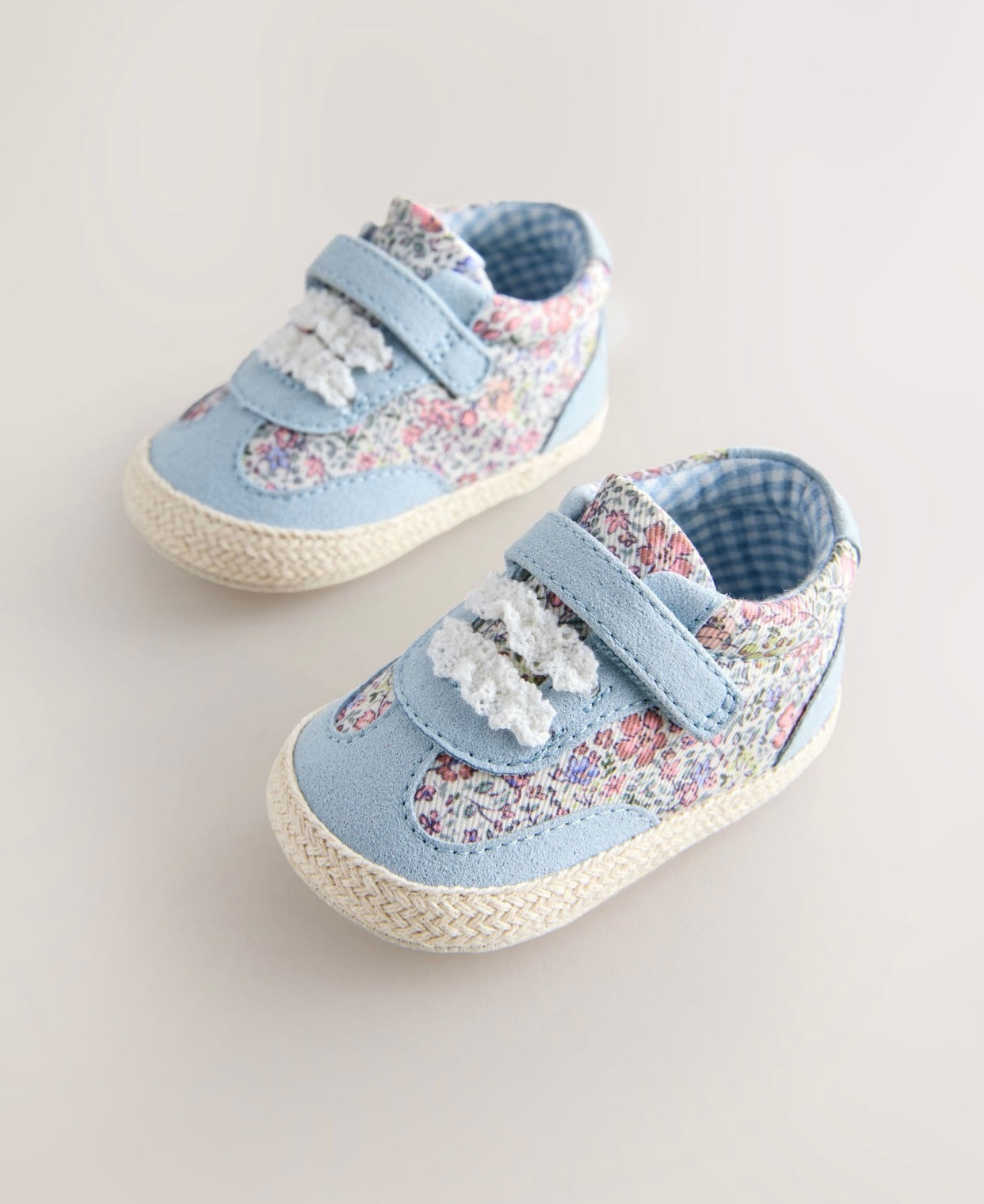 Blue Floral Baby Touch Fasten Trainers