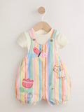 Orange Floral Baby Dungarees and Bodysuits Set 2 Piece