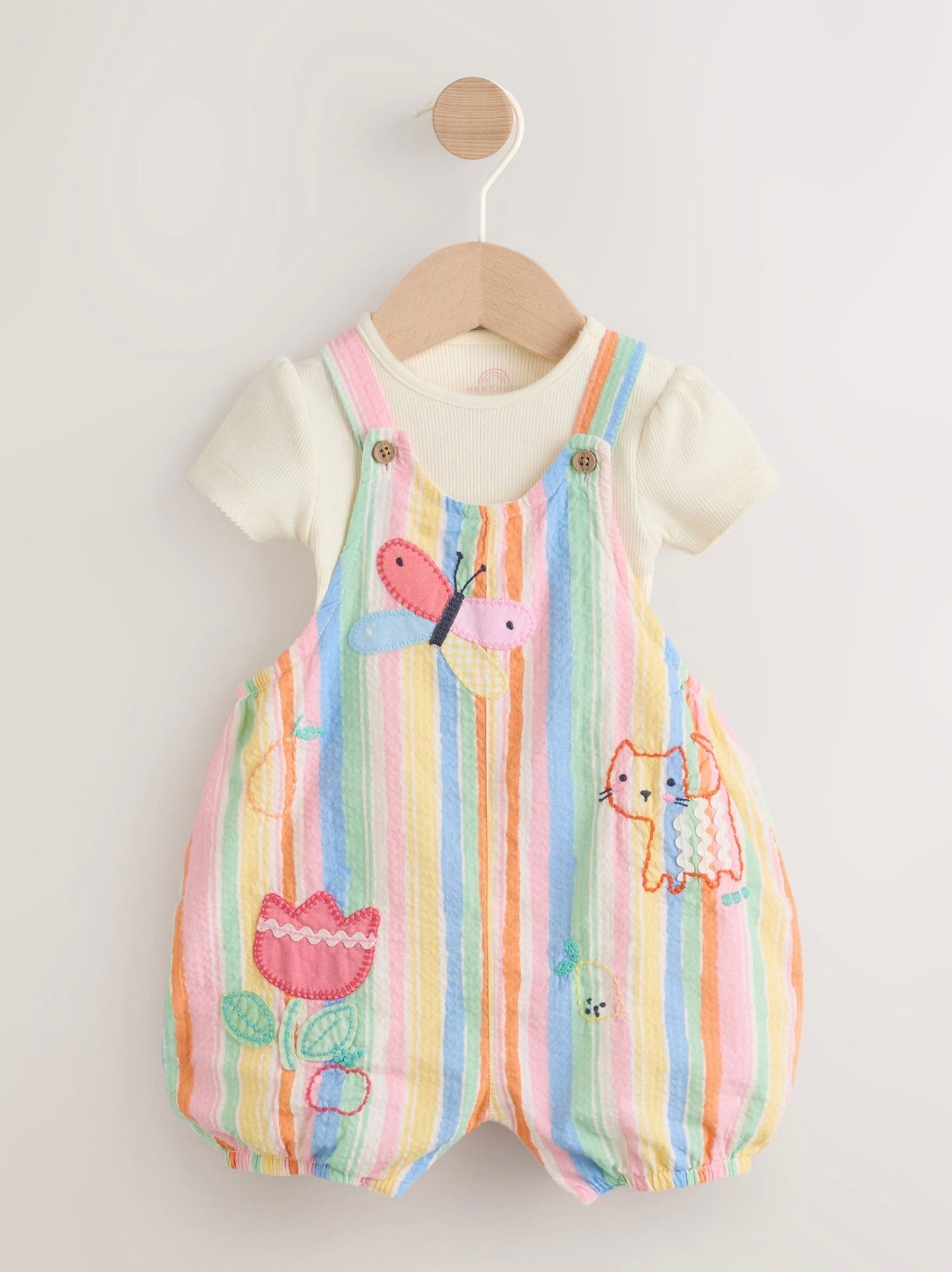 Orange Floral Baby Dungarees and Bodysuits Set 2 Piece