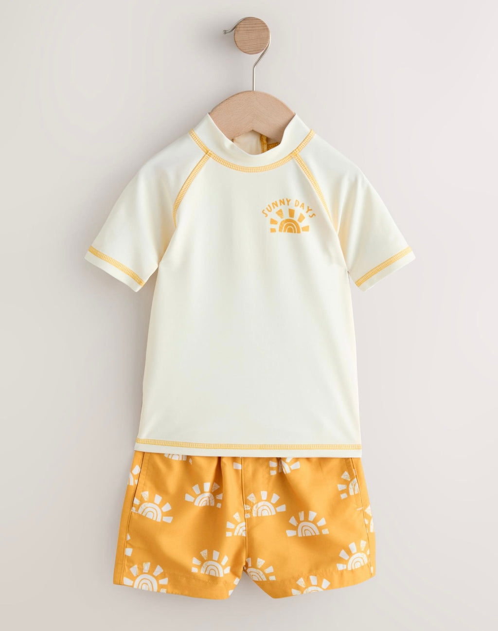Yellow/Orange Short Sleeve Sunsafe Rash Vest and Swim Shorts Set