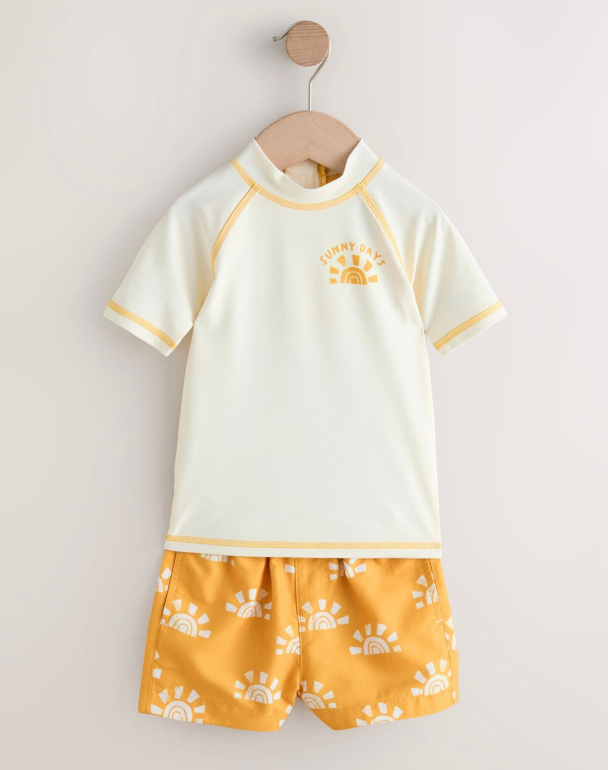 Yellow/Orange Short Sleeve Sunsafe Rash Vest and Swim Shorts Set