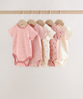 Pink Baby Short Sleeve Bodysuits 5 Pack