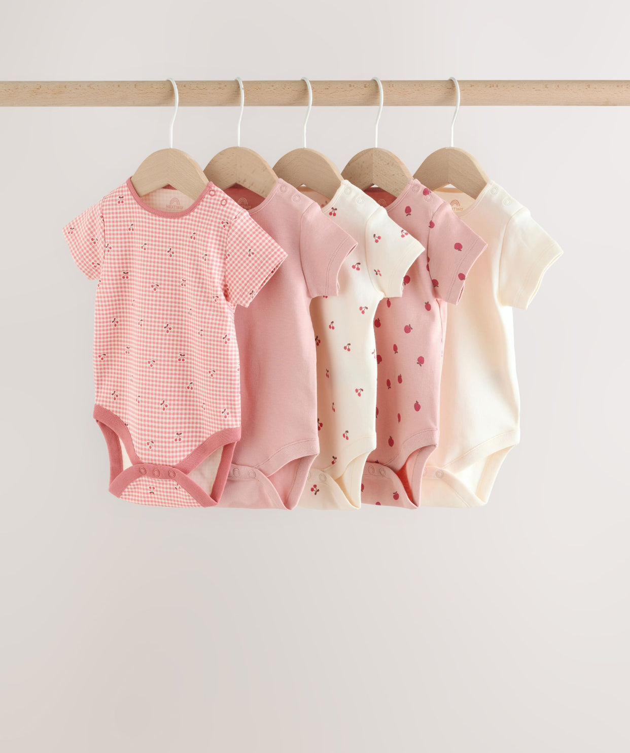 Pink Baby Short Sleeve Bodysuits 5 Pack