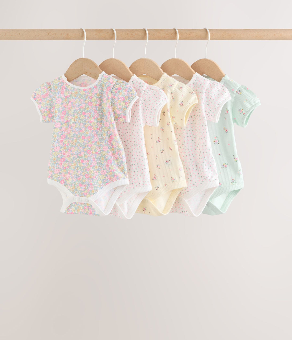 Sleepsuits Pink/Yellow Short Sleeve Baby Bodysuits 5 Pack