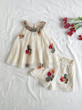 Girl Floral Embroidery Summer Set