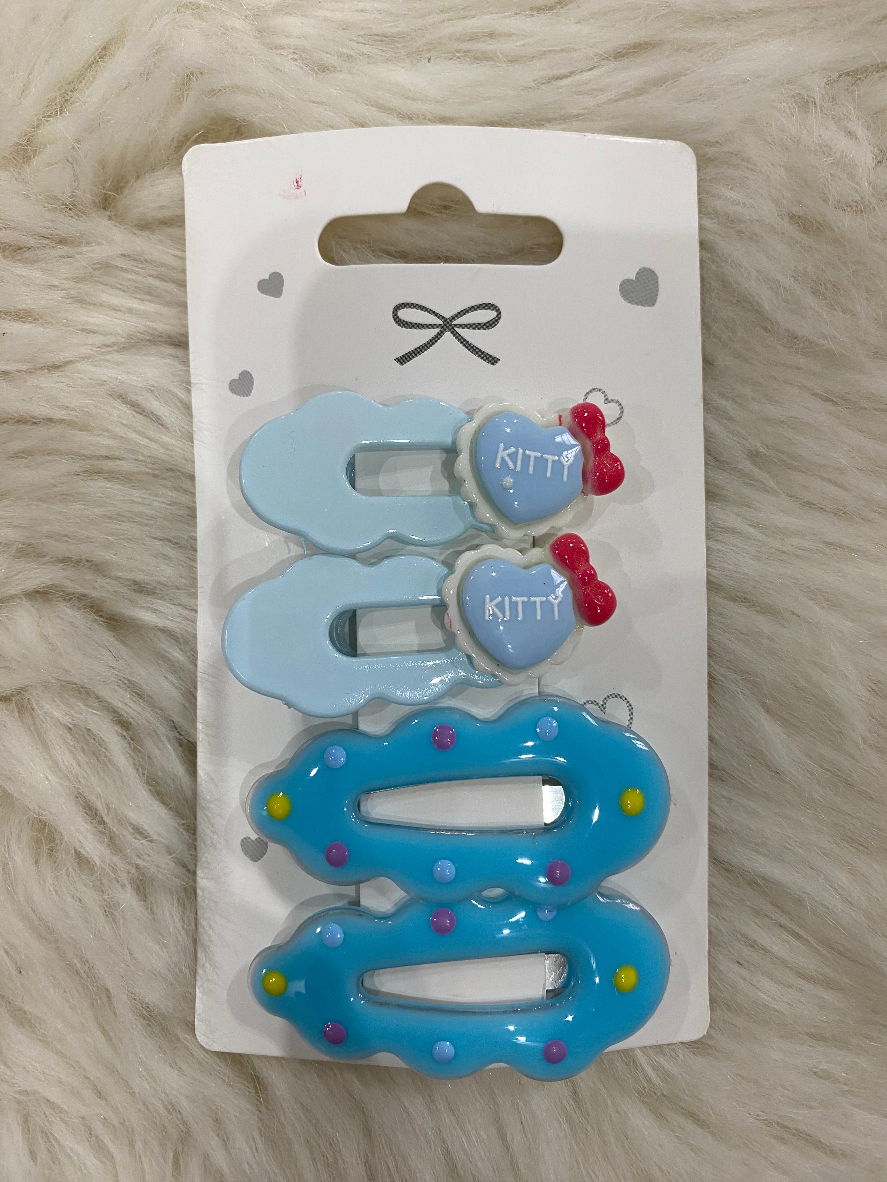 4pcs blue hair clips set