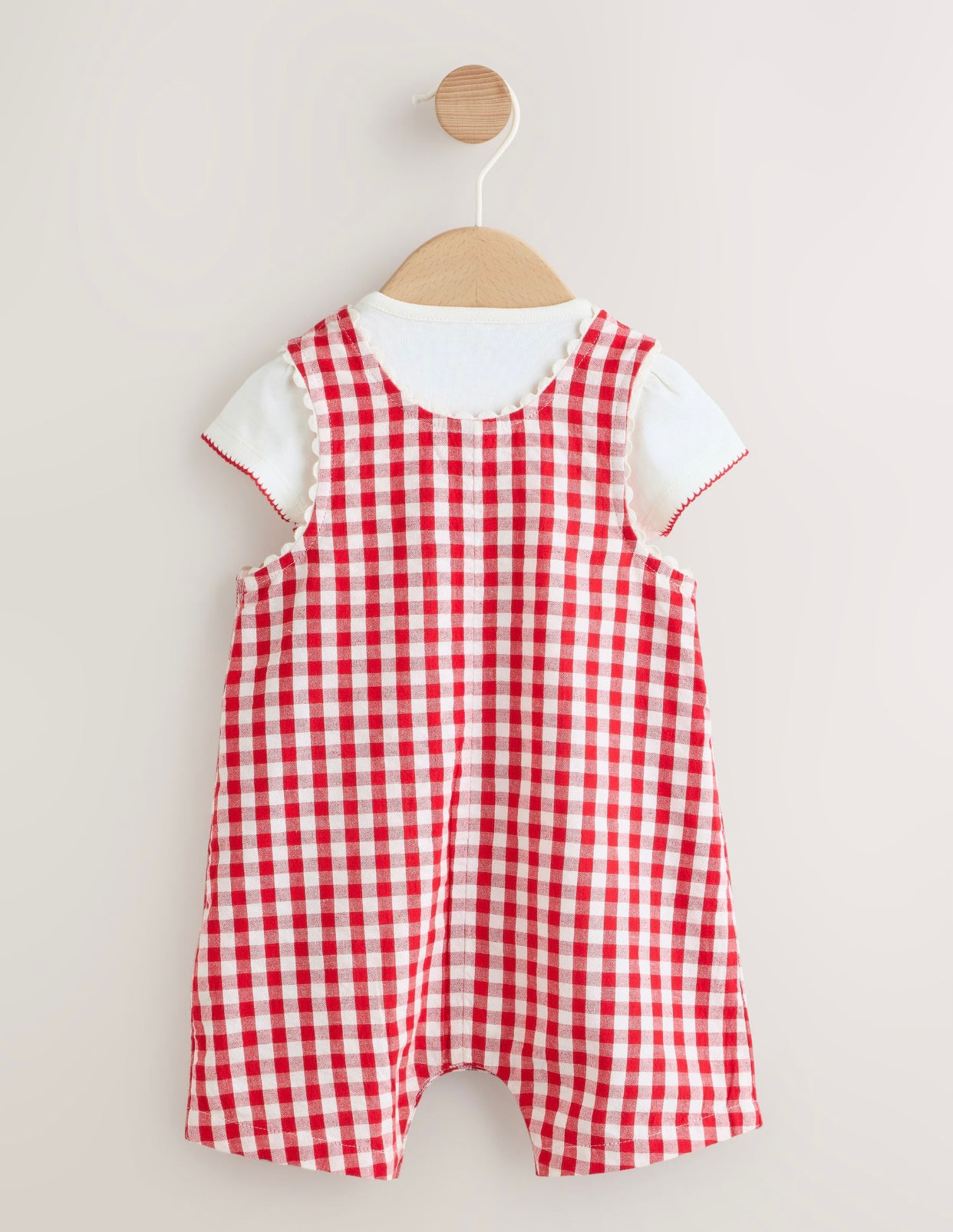 Red Gingham Printed Baby Dungarees and Bodysuits Set 2 Piece