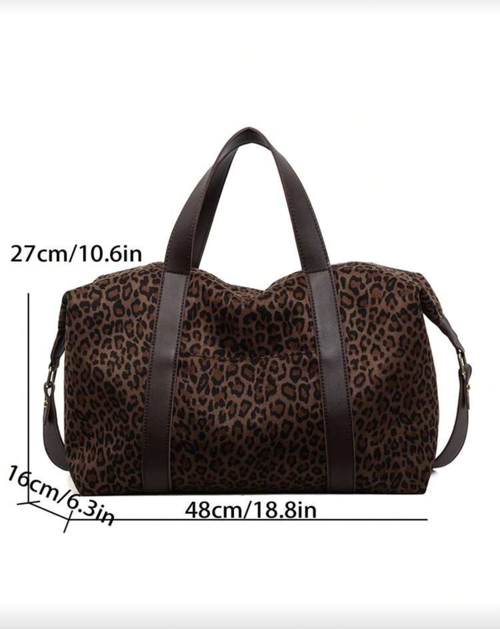 Brown Leopard Duffel Travel Bag