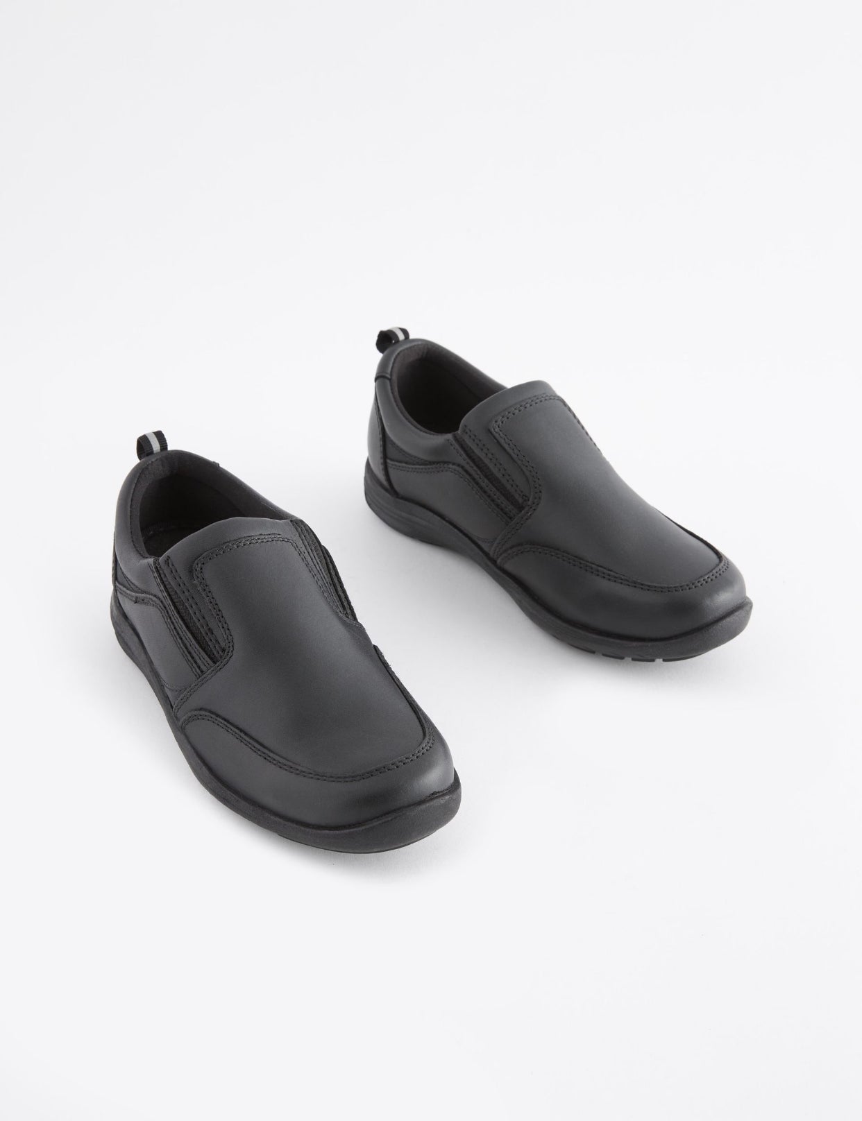 Black Standard Fit (F) School Leather Loafers