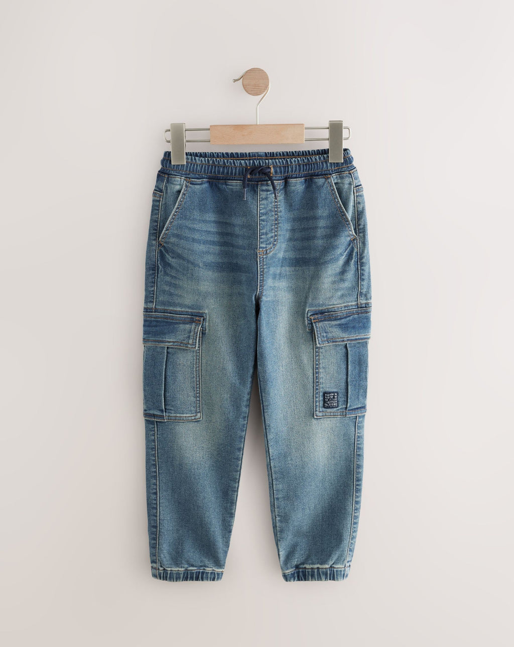Vintage Blue Cargo Jeans With Elasticated Waist