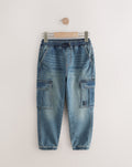 Vintage Blue Cargo Jeans With Elasticated Waist
