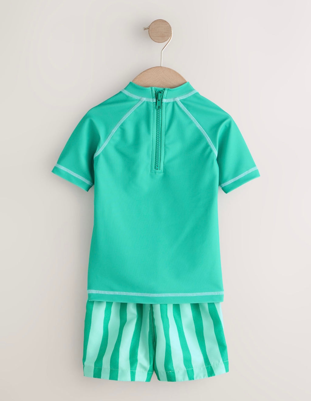 Green Short Sleeve Sunsafe Rash Vest and Swim Shorts Set