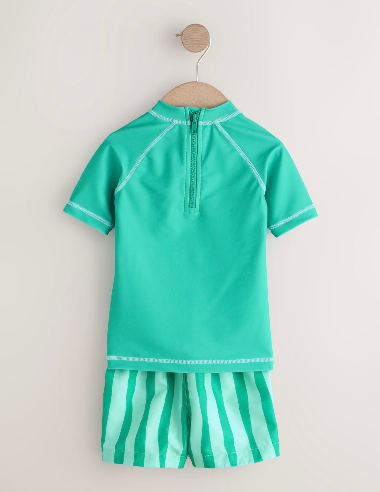 Green Short Sleeve Sunsafe Rash Vest and Swim Shorts Set