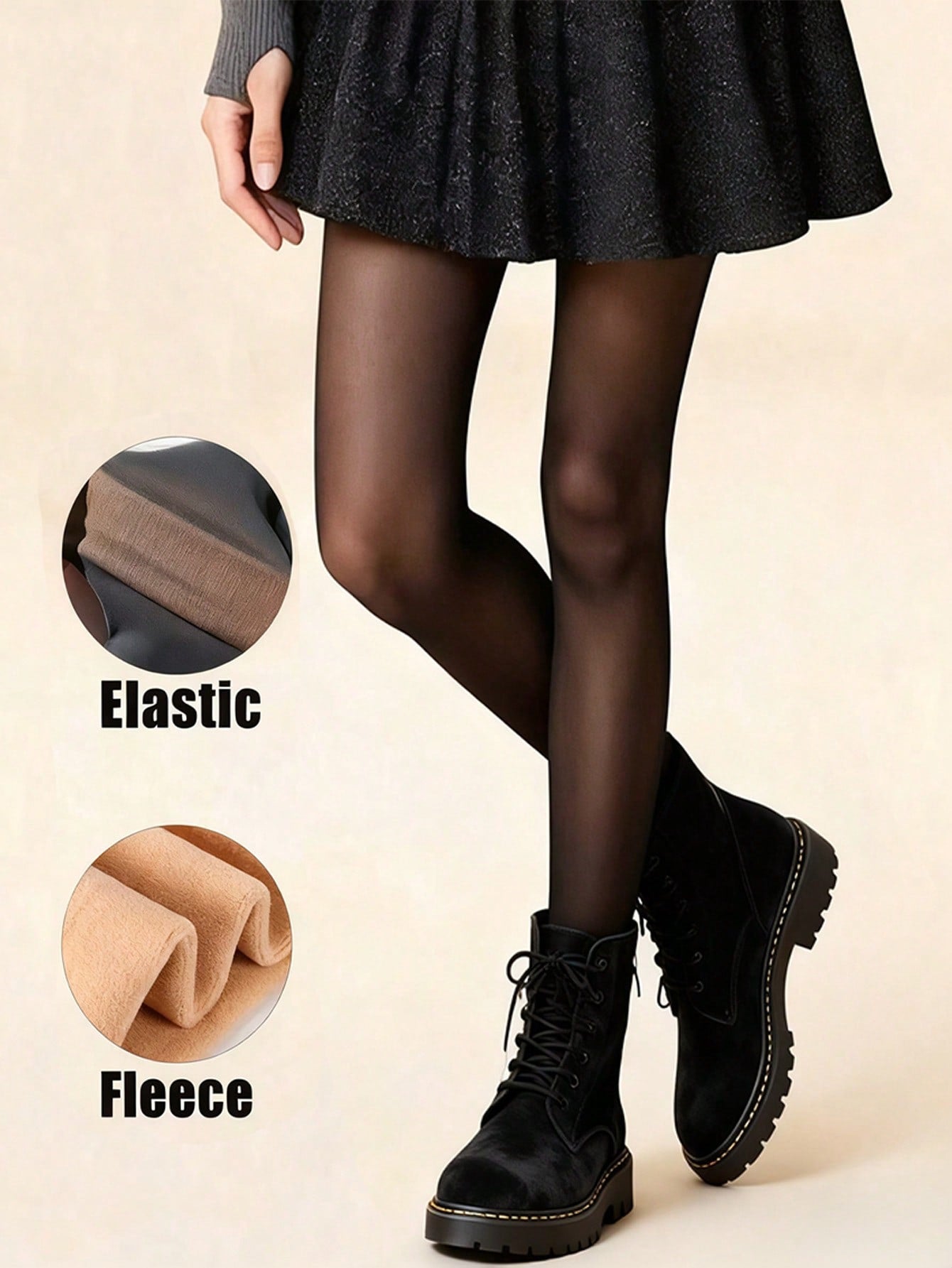 1pc Black Thermal Lined Tights (immediate)