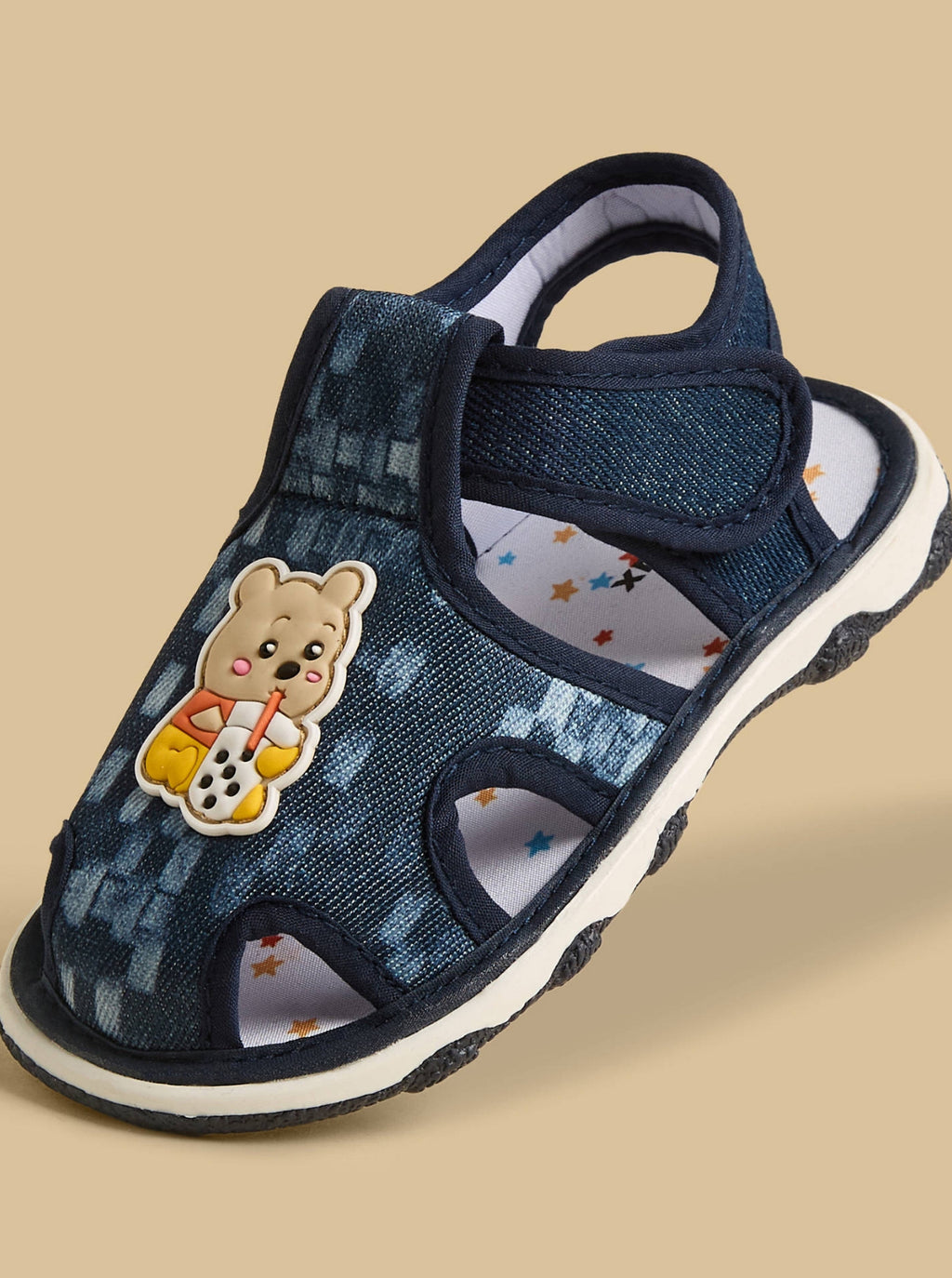 Printed Sandals with Hook and Loop Closure
