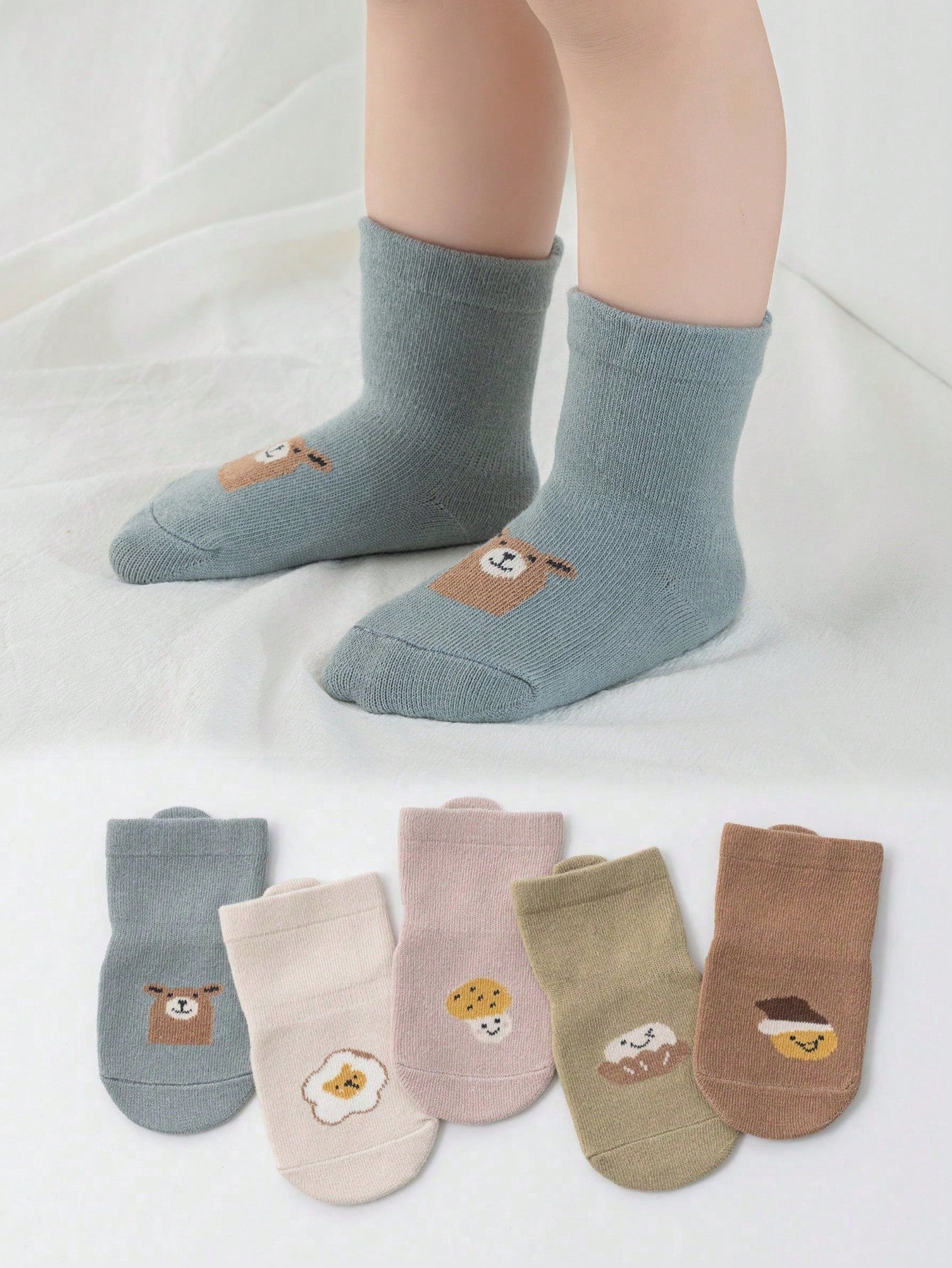 5pairs Non-Slip Multicolor Baby Socks