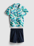 A slub cotton shirt and shorts clothing set