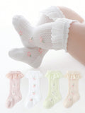 4pairs Girls' Multicolor Soft Breathable Lace Trim Princess Style Socks (immediate)