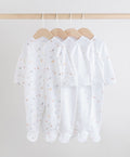 White 4 Pack Popper Baby Sleepsuits