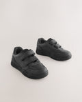 Black Dinosaur Touch Fastening Leather School Shoes
