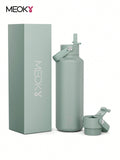 Meoky 530 ml Insulated Tumbler With 2 Spout Lid And Straw