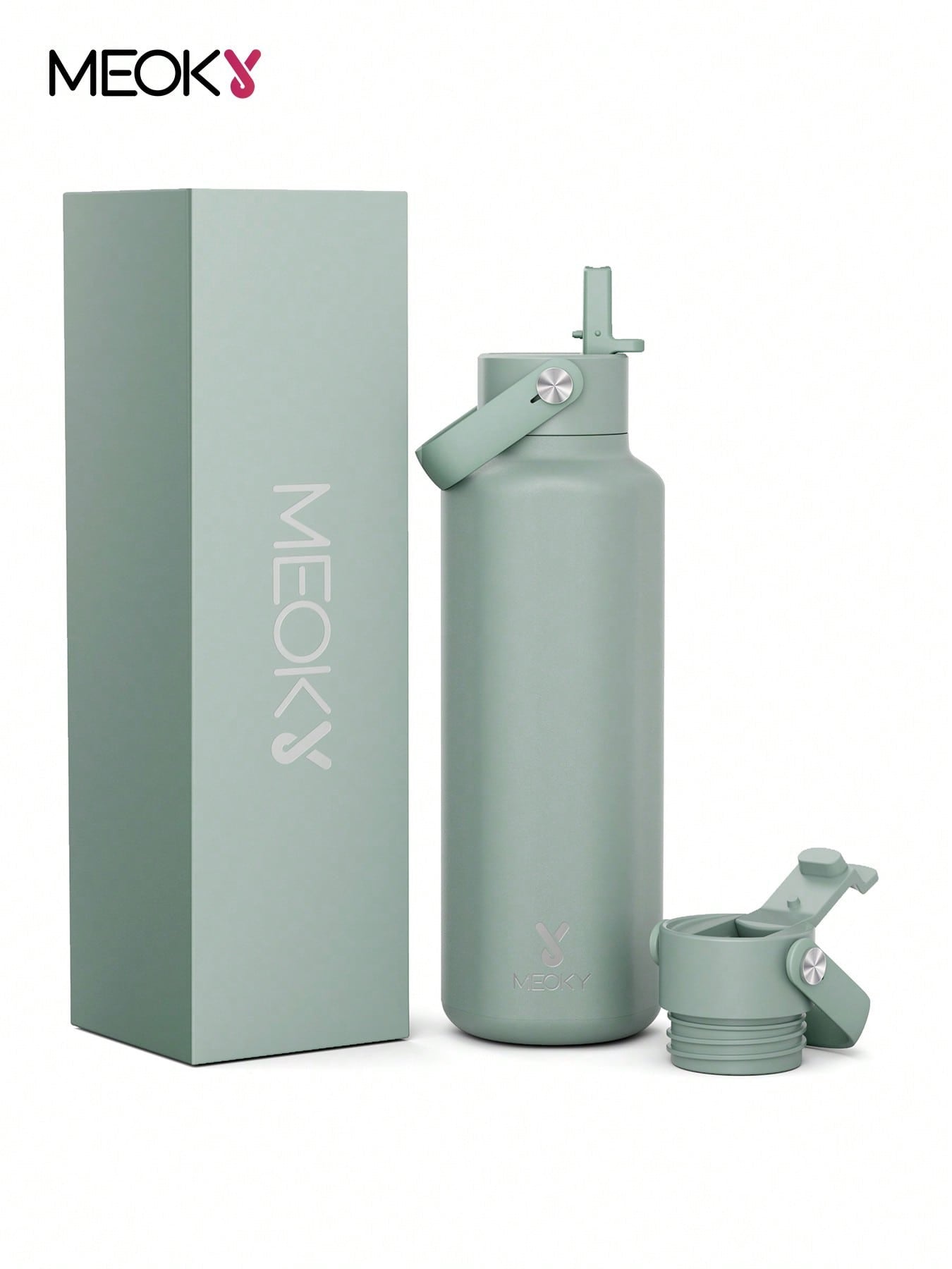 Meoky 530 ml Insulated Tumbler With 2 Spout Lid And Straw