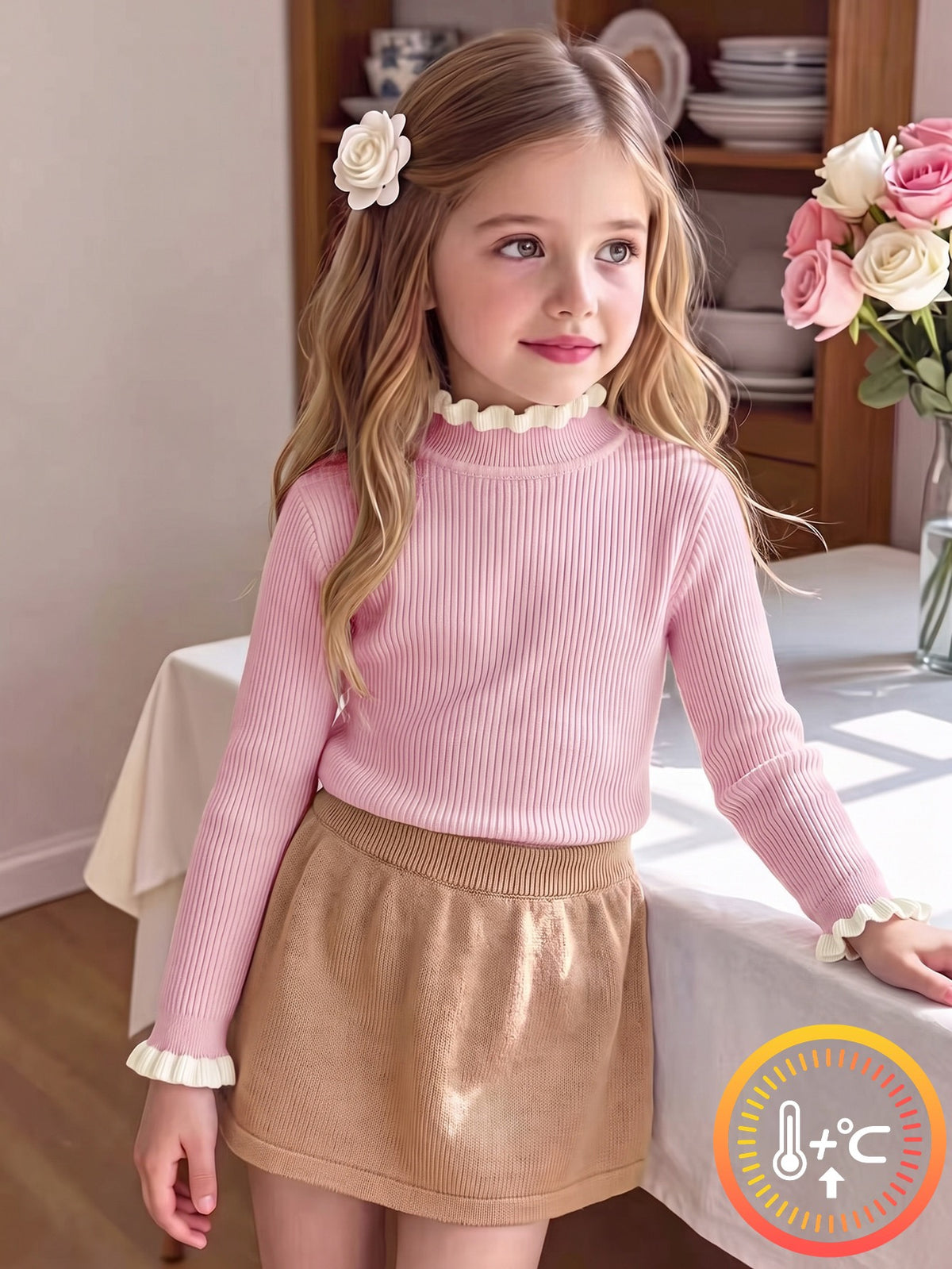 Young Girl Colorblock Casual Daily Long Sleeve Sweater